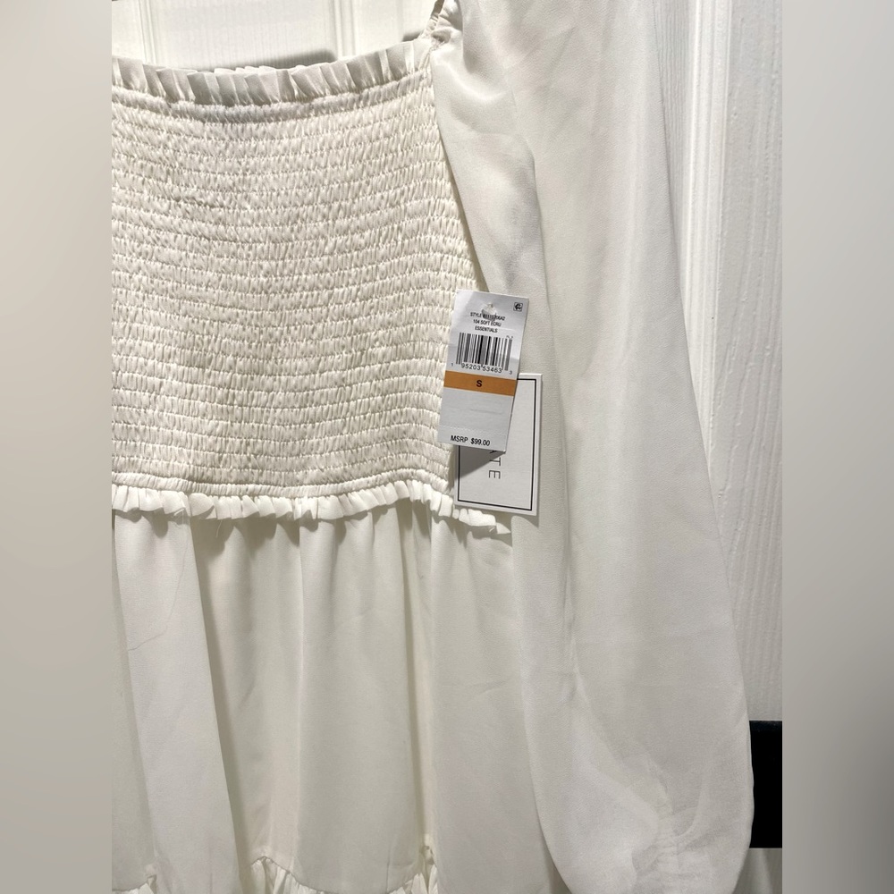 1. State Smock Bodice Ruffle Hem Long Sleeve Minidress - Picture 7 of 11